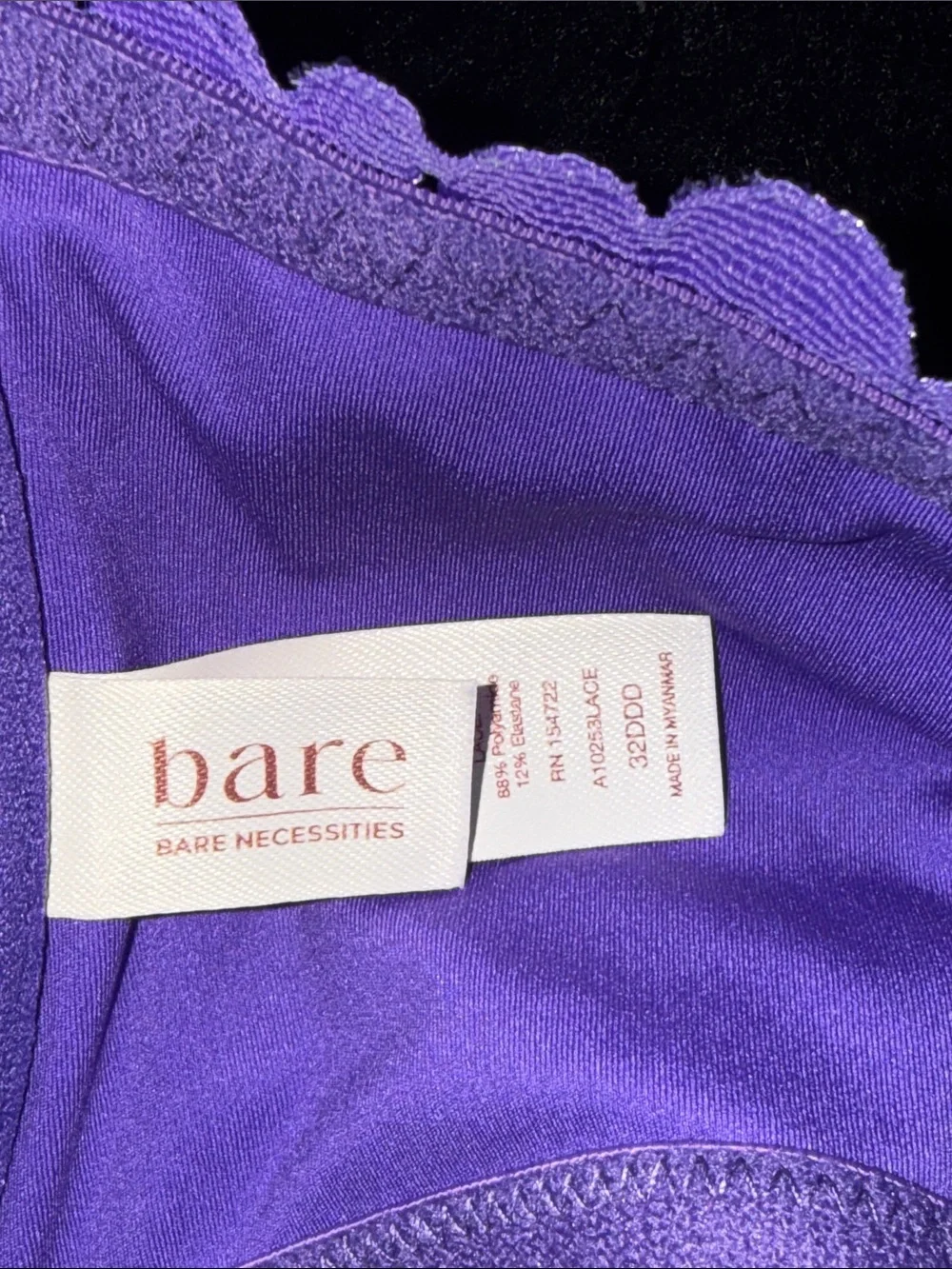 Bare Necessities Passion Purple Racerback Front-Closure Bra 32DDD - Picture 2 of 9